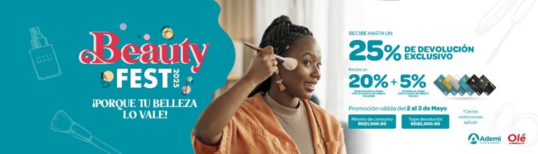 Este mayo tu belleza tiene recompensa Recibe hasta un 25% de devolución al comporar en Hiperole con tus tarjetas de credito Visa ademi promoción válida del 2 al 3 de mayo.